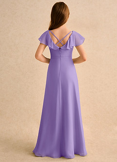 Azazie Nari Girls Formal Flower Girl Dresses Tahiti A-Line with Sleeves Chiffon Dress image2