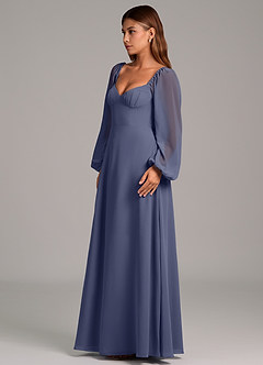 Azazie Annistyn Bridesmaid Dresses Stormy A-Line Long Sleeve Chiffon Dress image6