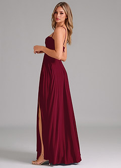 Azazie Akiko Bridesmaid Dresses Burgundy A-Line Sweetheart Neckline Stretch Satin Dress image7