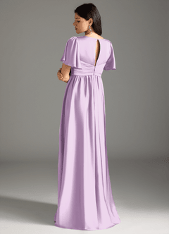 Azazie Verna Maternity Bridesmaid Dresses A-Line Ruched Stretch Satin Floor-Length Dress image2