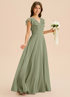 Azazie Anysa Junior Robe Trapèze en Mousseline de soie Rayé Pistache image5