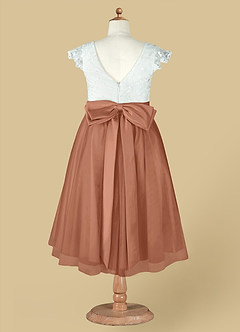 Azazie Vetty Flower Girl Dresses Ivory Bronzer A-Line Lace Tulle Dress image13