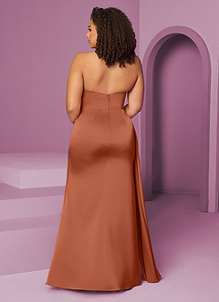 Barbie ♥ Azazie Bridesmaid Dresses Cedar Rose Mermaid Pleated Stretch Satin Dress image12