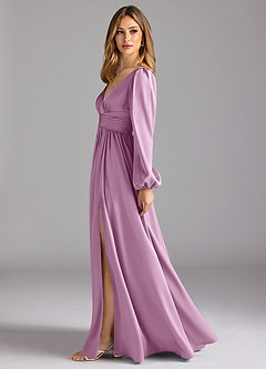 Azazie Norah Robes de demoiselle d'honneur Robe Trapèze en Satin extensible Glycine image4