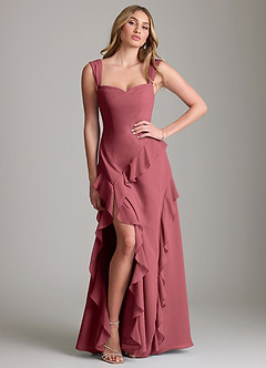 Azazie Sloane Bridesmaid Dresses Merlot A-Line Sweetheart Neckline Chiffon Dress image3