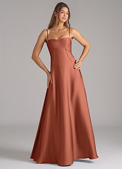 Azazie Valentine Bridesmaid Dresses Clay A-Line Corset Stretch Satin Dress image4