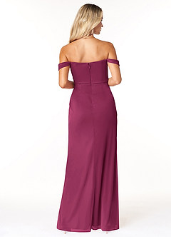Azazie Tessa Vestidos de damas de honor Vestido de Mora de Malla de Corte Recto Convertible con Cariño Fuera Del Hombro image6