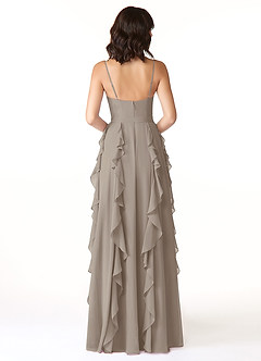 Azazie Peyton Bridesmaid Dresses Taupe A-Line Ruched Chiffon Dress image2