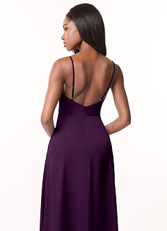 Azazie Brielle Bridesmaid Dresses Grape A-Line Cowl Spaghetti Straps Stretch Satin Dress image5