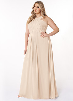 Azazie Kaleigh Bridesmaid Dresses White Alabaster A-Line Pleated Chiffon Dress image3