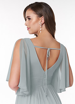 Azazie Temeka Bridesmaid Dresses Dolphin Grey A-Line Ruched Chiffon Dress image5