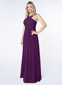 Azazie Kaleigh Bridesmaid Dresses Grape A-Line Pleated Chiffon Dress image3