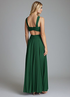 Azazie Hosanna Bridesmaid Dresses Dark Green A-Line Pleated Chiffon Dress image3