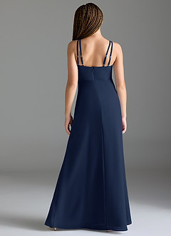 Azazie Leo Junior Meerjungfrau-Linie Plissee Chiffon Kleid Dunkelmarine image2