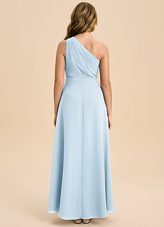 Azazie Phaedra Junior Robe Trapèze en Mousseline de soie Plissée Bleu Ciel image2