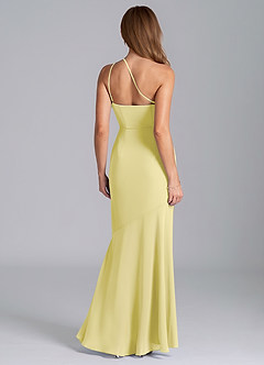 Azazie Tilla Bridesmaid Dresses Lemon Sorbet Mermaid One Shoulder Chiffon Dress image2