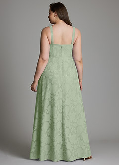 Azazie Debra Bridesmaid Dresses Dusty Sage A-Line with Pockets Floral Burnout Dress image6
