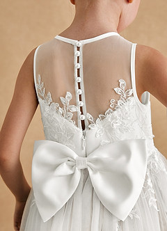 Azazie Bitsy Flower Girl Dresses Ivory A-Line Lace Tulle Dress image5