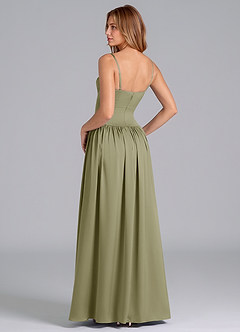 Azazie Kirby Bridesmaid Dresses Pistachio A-Line Stretch Satin Dress image5