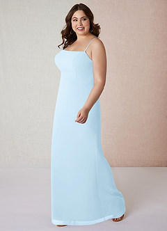 Azazie Tayla Bridesmaid Dresses Sky Blue Sheath Square Neckline Chiffon Dress image8