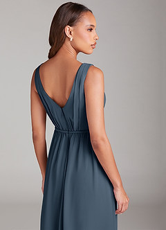 Azazie Tanicia Abiti da Damigella Abito A-Line in Chiffon Plissettato Blu Nettuno image6