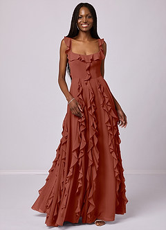 Barbie ♥ Azazie Bridesmaid Dresses Auburn A-Line with Pockets Chiffon Dress image4