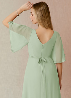 Azazie Cierra Bridesmaid Dresses Dusty Sage A-Line V-Neck Chiffon Dress image8