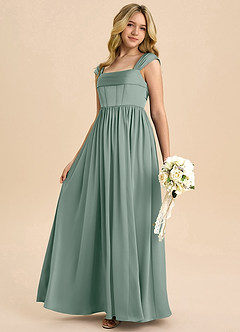 Azazie Hattie Junior Vestido de Ganache de Satén Elástico de Corte en A con Plisado image6