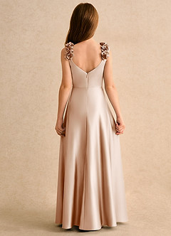 Azazie Rosita Junior Formal vestidos de niña de las flores Vestido de Rosa Inglesa de Satin Mate de Corte en A con Plisado image4