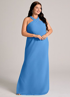 Azazie Doretta Bridesmaid Dresses Blue Jay Mermaid Pleated Chiffon Dress image10