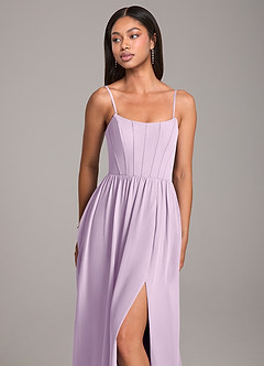 Azazie Kailee Brautjungfernkleider A-Linie mit Taschen Chiffon Kleid Frostiges Flieder image2