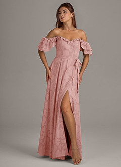 Azazie Aricella Bridesmaid Dresses Rosette A-Line Corset Floral Burnout Dress image7
