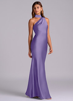 Azazie Seona Bridesmaid Dresses Tahiti Mermaid One Shoulder Stretch Satin Dress image5
