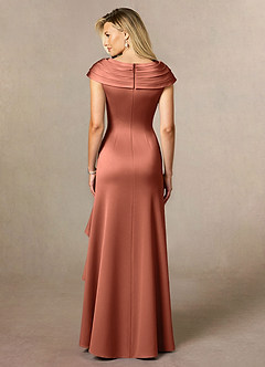Azazie Anderson Kleider für die Brautmutter A-Linie Plissee Stretch-Satin Kleid Lehm image2