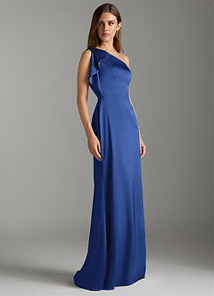 Azazie Rinna Bridesmaid Dresses Royal Blue Mermaid Ruched Stretch Satin Dress image3