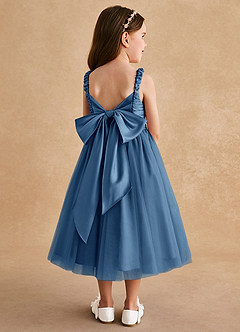 Azazie Gabbie Flower Girl Dresses Twilight A-Line Pleated Matte Satin Dress image2