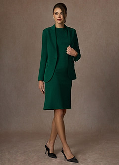 front Kennedy Smeraldo Completo giacca elasticizzata strutturata e abito elegante