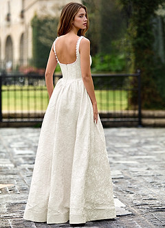 Thyme Cream A-line 3D Flowers Prom Dress image3