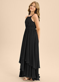 Azazie Elliora Junior Black A-Line Pleated Chiffon Dress image6