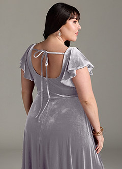 Azazie Bondi Bridesmaid Dresses French Lilac A-Line Side Slit Velvet Dress image13