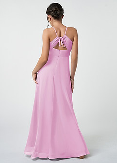 Azazie Avelina Junior Candy Pink A-Line Pleated Chiffon Dress image3