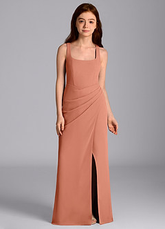 Azazie Mero Junior Vestido de Mai Tai de Gasa de Corte Sirena con Plisado image6