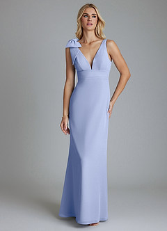 Azazie Taro Final Sale Agave Sheath Bow Chiffon Dress image6
