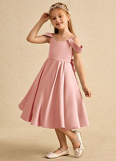 Azazie Favia vestidos de niña de las flores Vestido de Rosetón de Satin Mate de Corte En A con Vestidos sin tirantes image6
