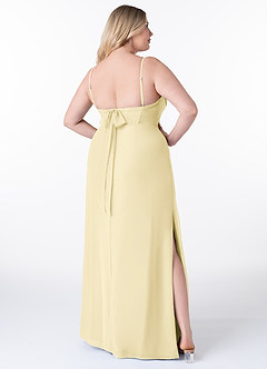 Azazie Mai Bridesmaid Dresses Lemon Sorbet Sheath Pleated Chiffon Dress image9
