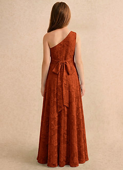 Azazie Pudles Girls Formal Sukienki dla dziewczynek sypiących kwiaty Litera A Na jedno ramię Kwiatowe wypalenie Do podłogi Sukienka image2