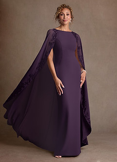 Azazie Artemisia Abiti per la Madre della Sposa Abito Tubino in Chiffon Pizzo Prugna image5