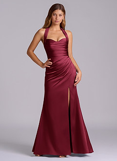 Azazie Destiny Bridesmaid Dresses Burgundy Mermaid Sweetheart Neckline Stretch Satin Dress image6