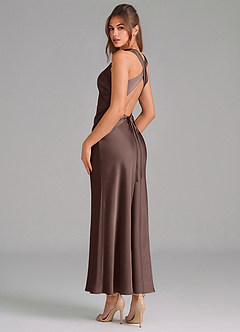 Azazie Evadne Jurken voor bruidsmeisjes Jurk van Stretch Satijn met Kolom Geplooid Ganache image2