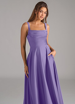 Azazie Shaude Bridesmaid Dresses Tahiti A-Line Pleated Stretch Satin Dress image2